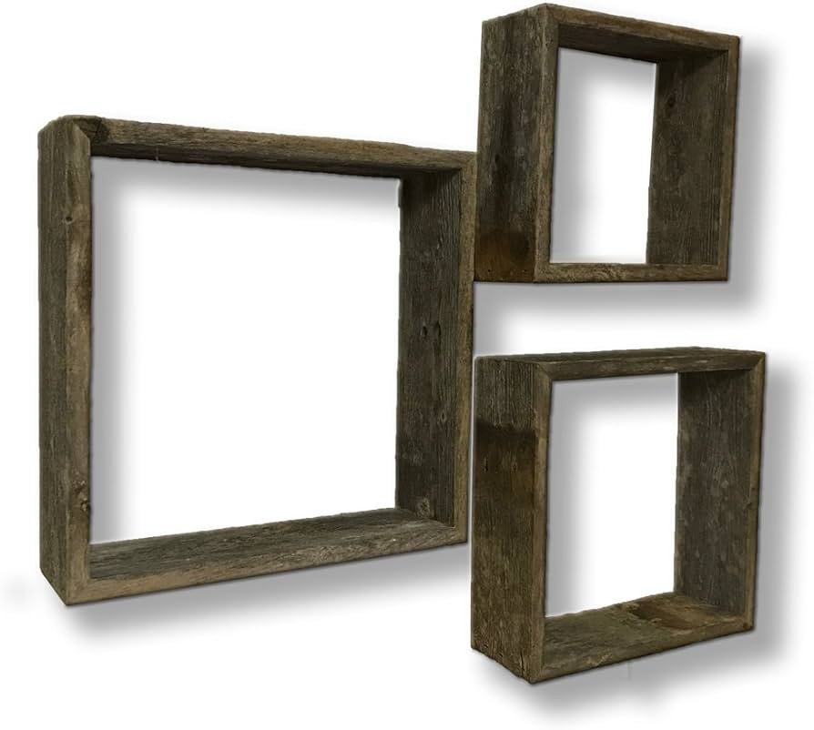 Reclaimed Rustic Barnwood Open Decorative Box Shelves Display. Set of 3. | Amazon (US)