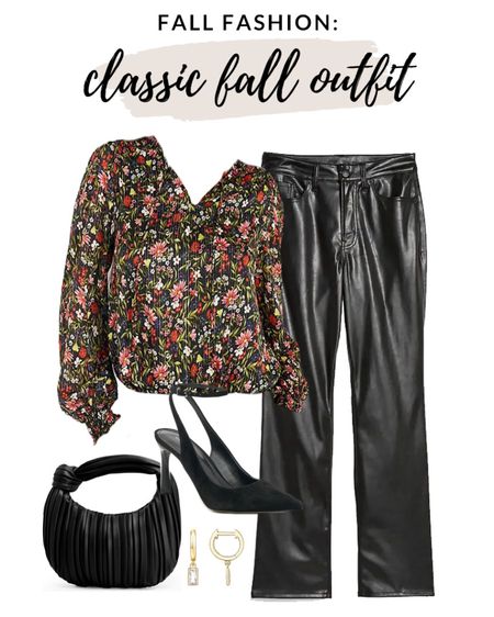 The cutest fall fashion look! Perfect for a fall date night or girls night out! Love this fall floral blouse - you could wear it to work too! 

#fallfashion 

Fall outfit idea. Faux leather pants. How to style faux leather pants for fall. Fall floral blouse. Fall work top. Fall date night outfit  

#LTKSeasonal #LTKfindsunder100 #LTKstyletip
