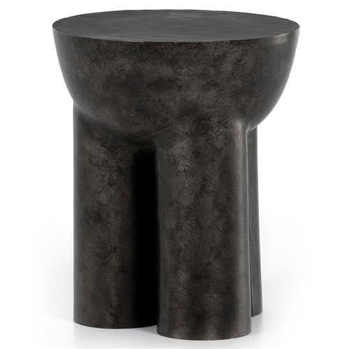 Monte Global Bazaar Black Aluminum Round End Table | Kathy Kuo Home