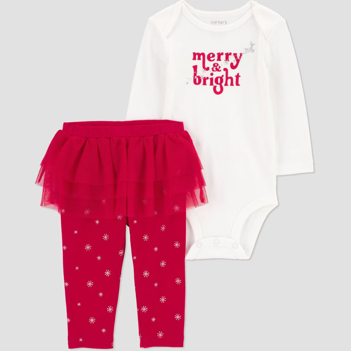 Carter's Just One You® Baby Girls' Christmas 2pc Tutu Merry & Bright Top & Bottom Set - Red 3M | Target