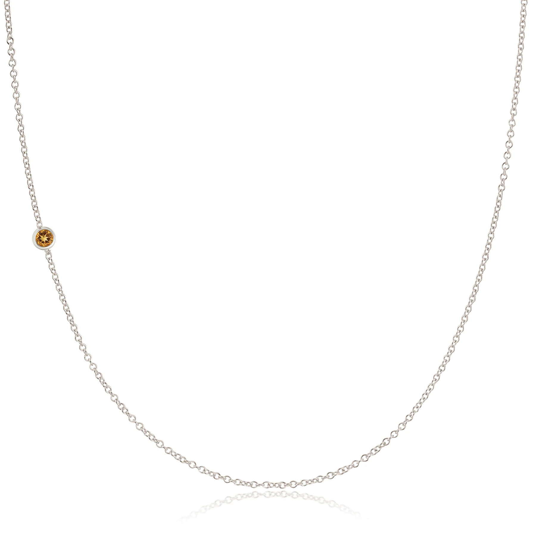 14K Gold Asymmetrical Birthstone Necklace - Citrine (November) | Maya Brenner