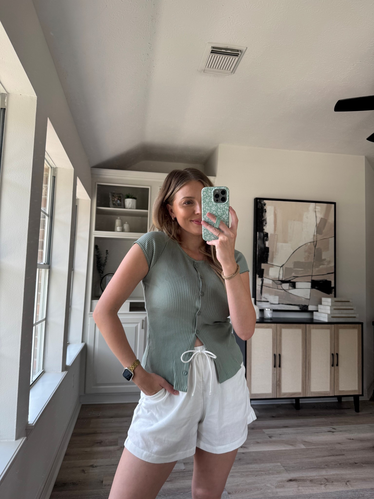 Casual summer outfit | comfy linen shorts perfect for summer. My top is nursing friendly. Would be a cute outfit for a beach vacation! Size M in both. 

#LTKStyleTip #LTKBaby #LTKSeasonal