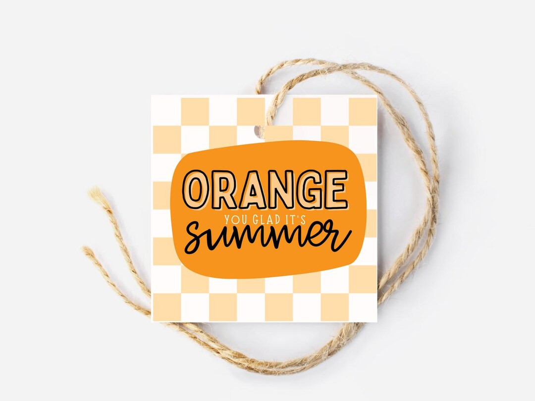 Orange You Glad It’s Summer Gift Tag, Orange Tag, Square Hang Tags, Hello Summer, Goodie Bag Ta... | Etsy (US)