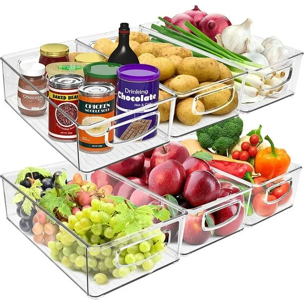 Greenco Set of 6 Stackable Fridge Bins Storage Container Organizers, For Cabinets, Pantry, Closet... | Walmart (US)