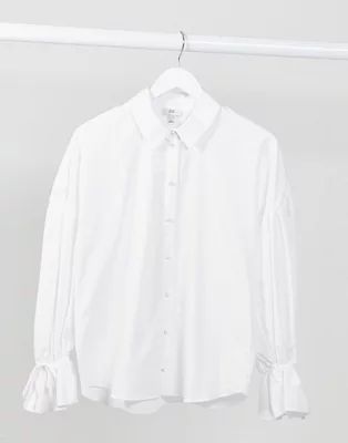 River Island oversized sleeve poplin shirt in white | ASOS (Global)