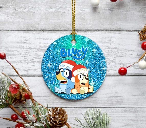 Bluey and Bingo Santa Hat Christmas 2021 Ornament, Bluey Christmas Ornament, Bluey Family Ornamen... | Etsy (US)
