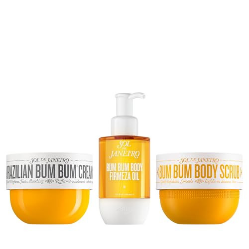 SOL DE JANEIRO Brazilian Bum Bum Cream, Bum Bum Firmeza Body Oil, and Bum Bum Body Scrub Bundle - Ultimate Firming Ritual, Amazon Exclusive | Amazon (US)