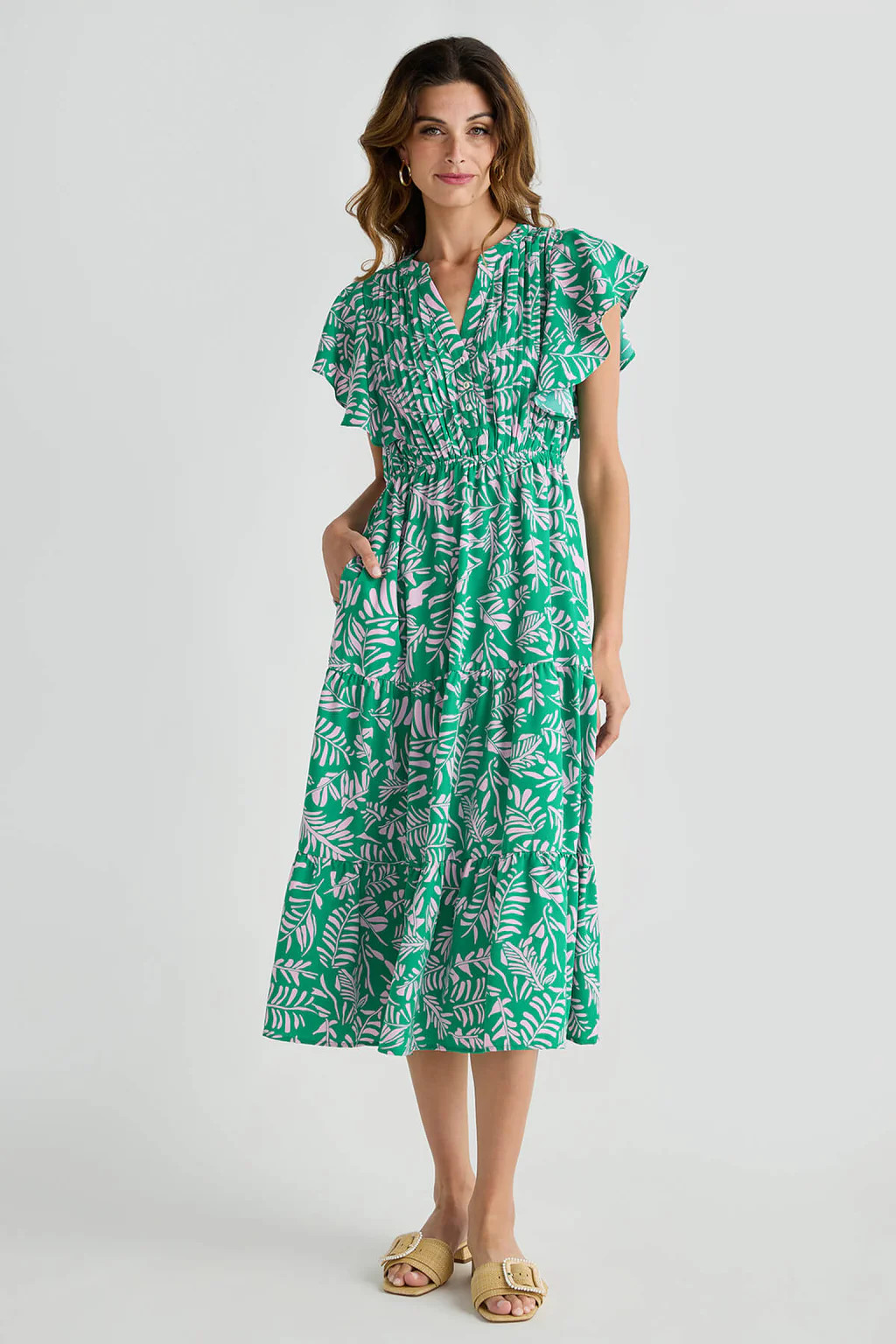 THML Flutter Sleeve Tiered Dress | Social Threads