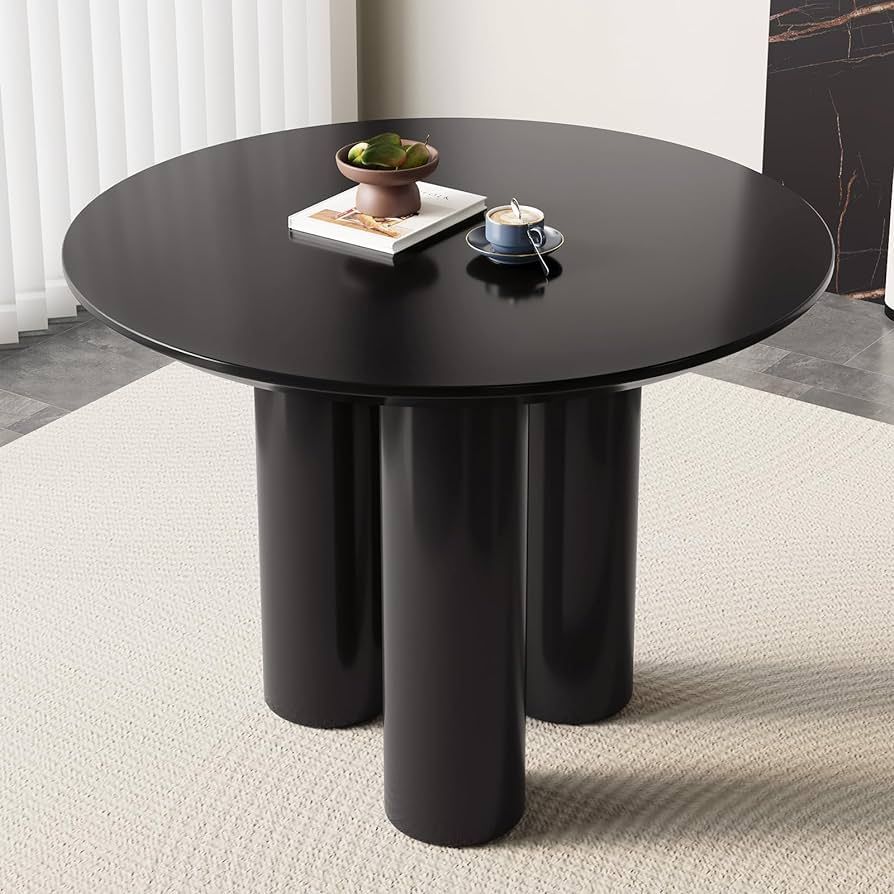 Guyii 39.37" Black Dining Table, Modern Round Kitchen Table, Small Indoor End Table for Kitchen, ... | Amazon (US)