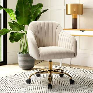 Jacinda Tan Velvet Task Chair with Tufted Back | The Home Depot