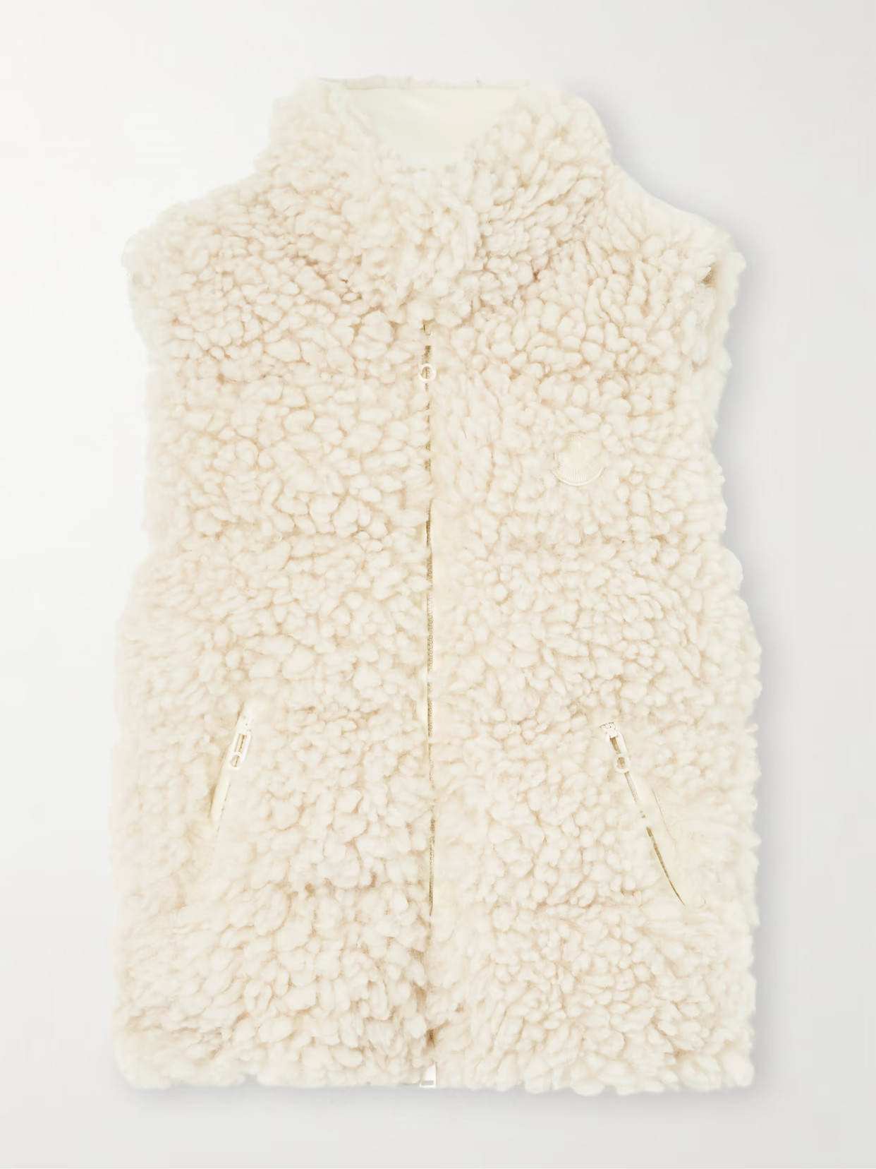 Moncler - Quilted Faux Shearling Down Gilet - Cream | NET-A-PORTER (US)