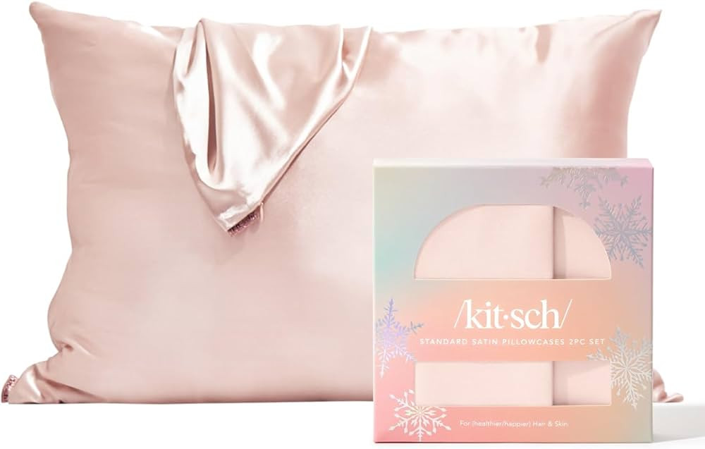 Kitsch Holiday Satin Pillowcase with Zipper for Hair and Skin, Softer Than Silk Pillow Cases, 2 P... | Amazon (US)