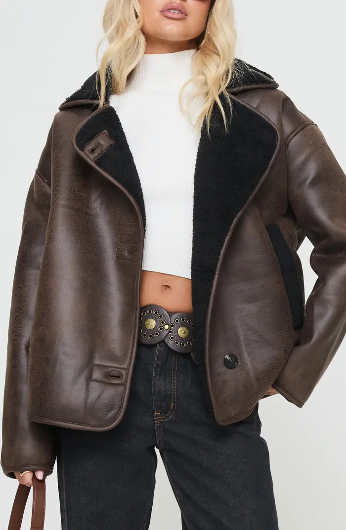 Nunez Water Repellent Faux Shearling Lined Faux Leather Jacket | Nordstrom