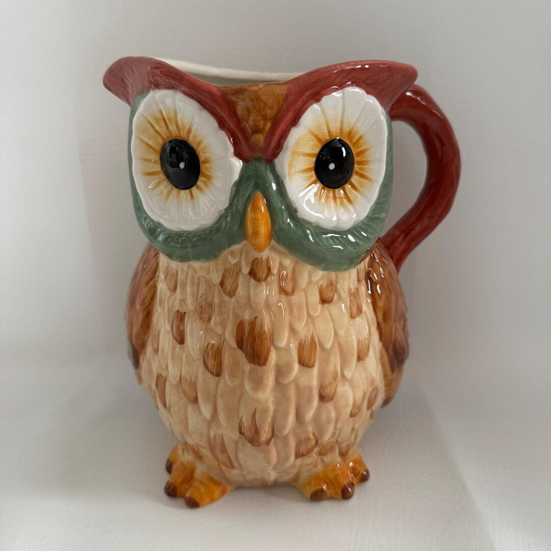 Owl Ceramic Pitcher Fall Kitchen Decor - Etsy | Etsy (US)
