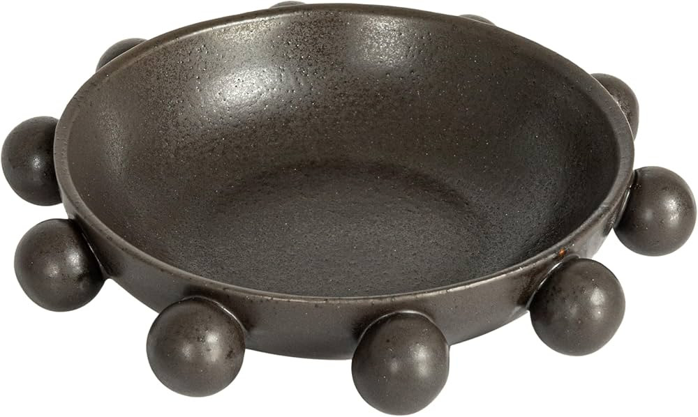 Bloomingville 9.75 Inches Stoneware Bowl with Orbs and Reactive Glaze, Black | Amazon (US)