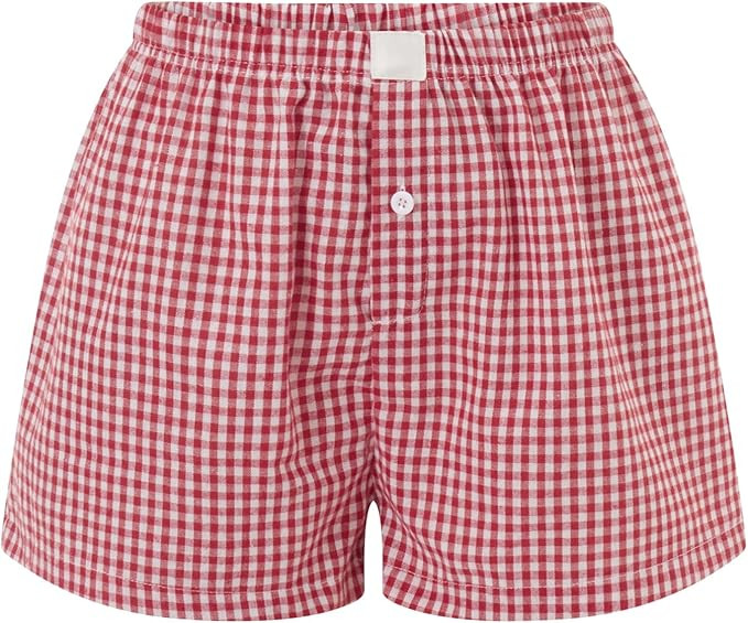 NUFIWI Women Y2K Lounge Shorts Micro Button Boxers Elastic Waist Cute Pj Bottoms Elastic Waist Ba... | Amazon (US)