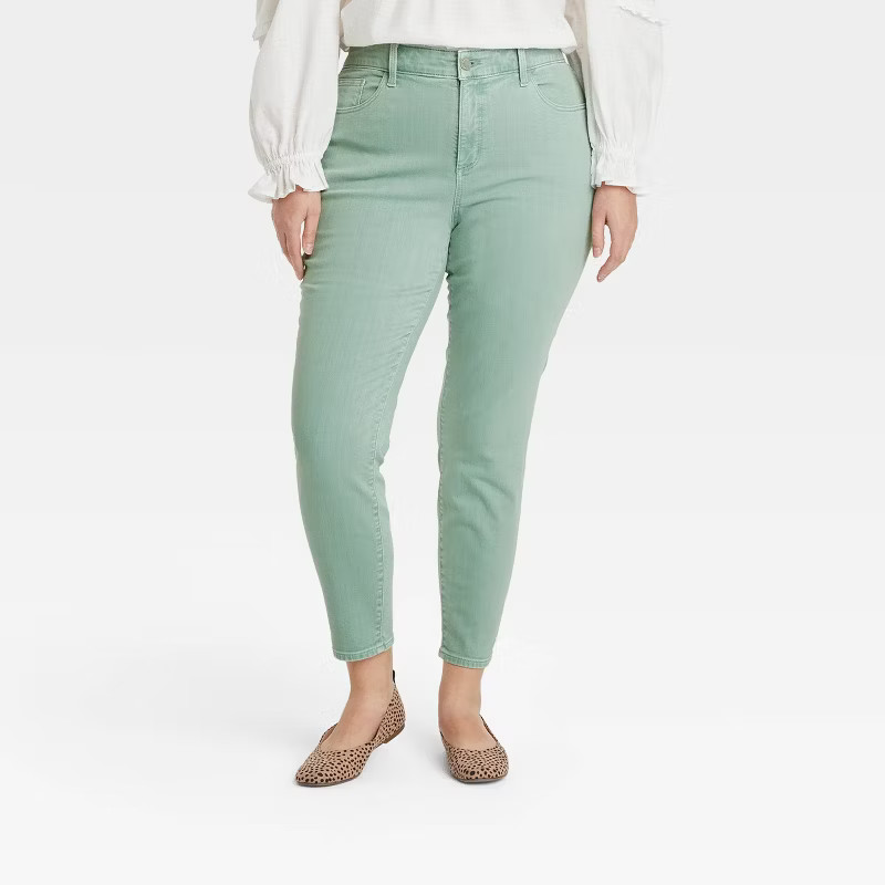 Women's Mid-Rise Skinny Stretch Ankle Jeans - Universal Thread™ Green | Target