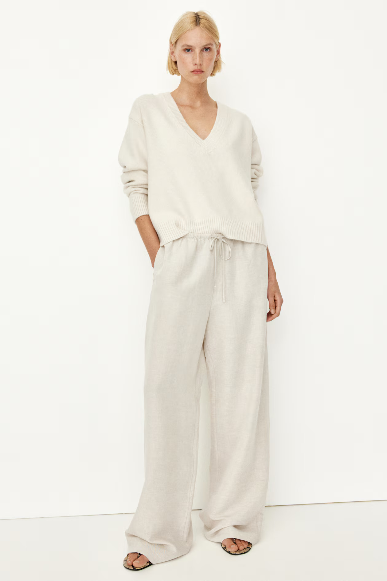 Straight linen-blend trousers | H&M (US + CA)