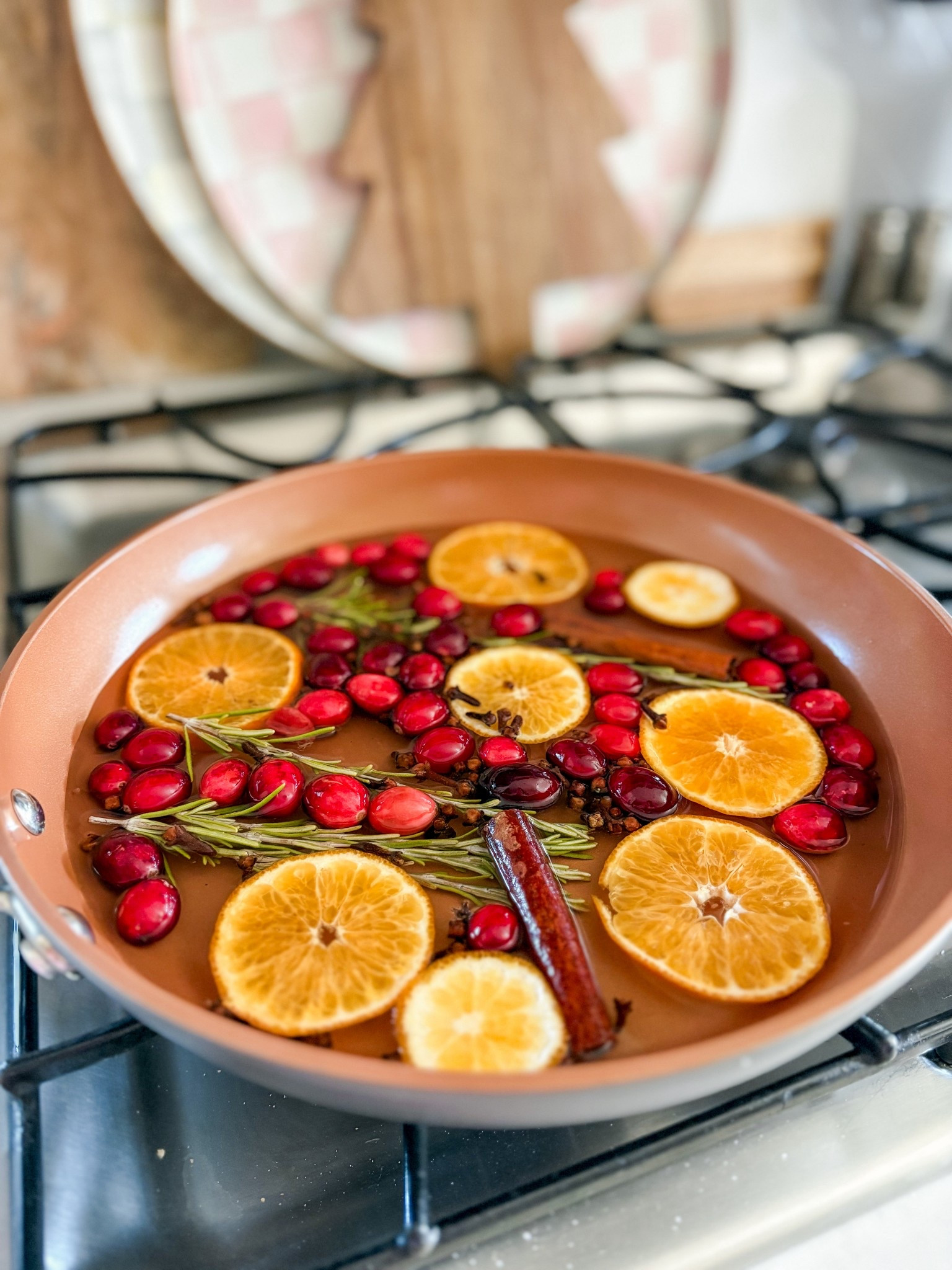 Stove Potpourri:

• Sliced orange
• Cranberries
• Cinnamon sticks 
• Cloves
• Rosemary

Simmer in 2 cups of water on low heat for as long as you want. Just add more water when needed.

#LTKGiftGuide #LTKHoliday #LTKHome