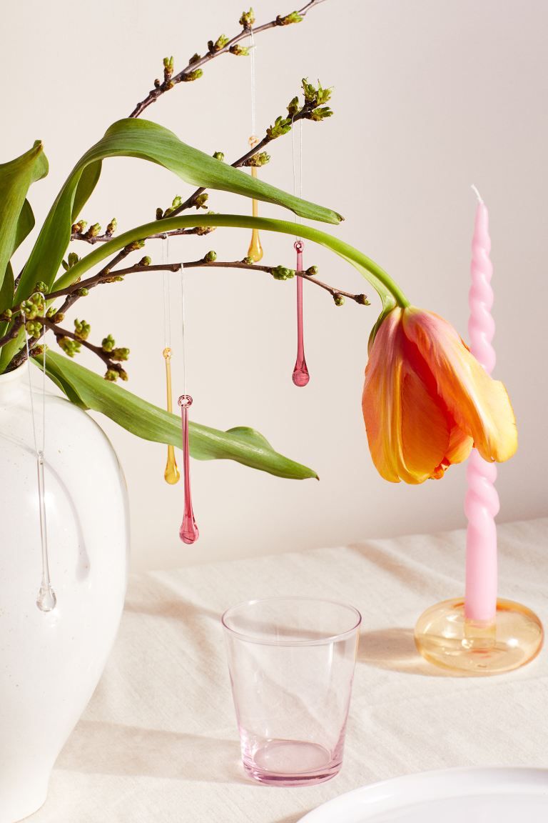 6-pack glass Easter decorations - Pink/Yellow/Transparent - Home All | H&M GB | H&M (UK, MY, IN, SG, PH, TW, HK)