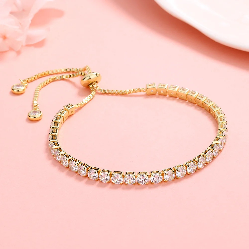 Swarovski Crystal Adjustable Tennis Bracelet in 14K Gold | Walmart (US)