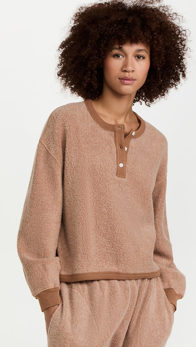 THE GREAT. The Sherpa Sleep Henley | SHOPBOP | Shopbop