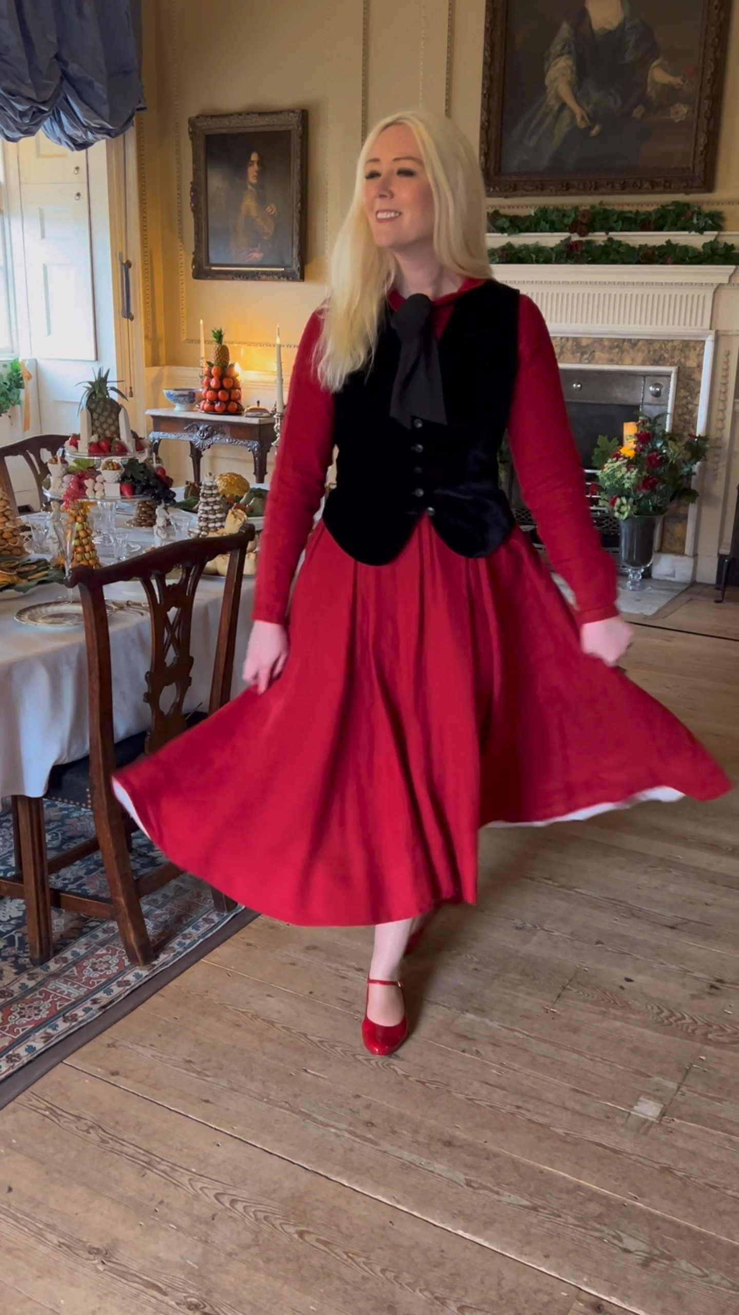 It just has to be RED! I styled my Classic Dress by Son de Flor with a black velvet waistcoat, black ribbon bow and red patent Mary Janes by Augusta - happy shopping!

#LTKwinter #LTKuk #LTKeurope