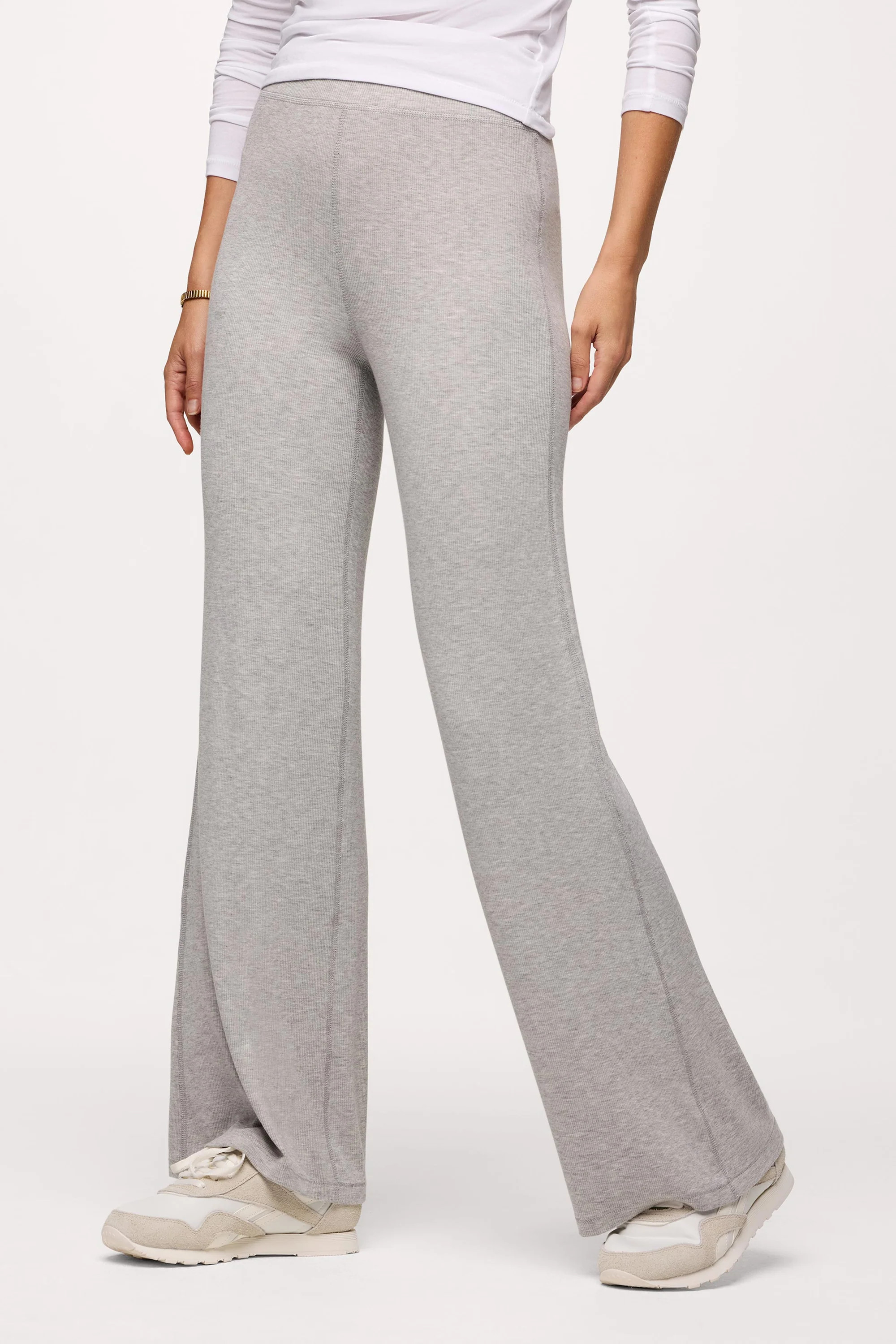 Slinky Rib Streamline Pant | Heather Grey | Nuuds US