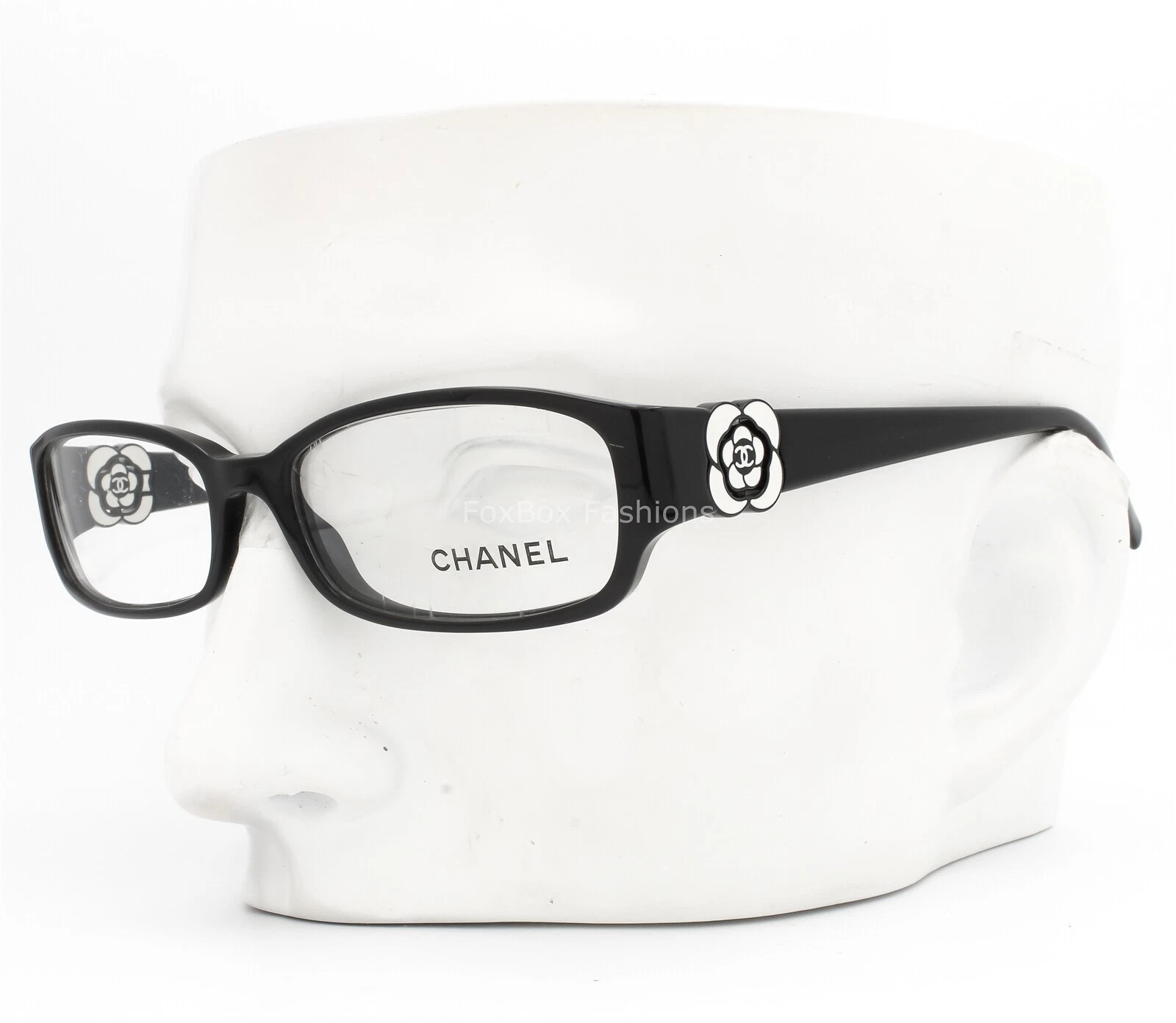 Chanel 3131 888 Eyeglasses Glasses Black w/ White Camellia Flower 51mm (Small) | eBay US