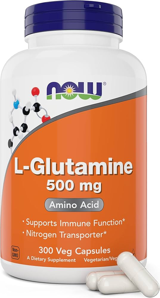 Now L-Glutamine 500mg 300 Veg Capsules - Non-GMO Supplement - Vegan Lglutamine Caps | Amazon (US)