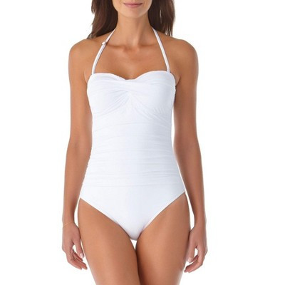 Anne Cole - Women's Twist Front Shirred One Piece - White, Size: 14 | Target