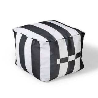 Hampton Bay 19 in. x 19 in. x 14 in. Black Cabana Outdoor Pouf 7589-01529800 - The Home Depot | The Home Depot