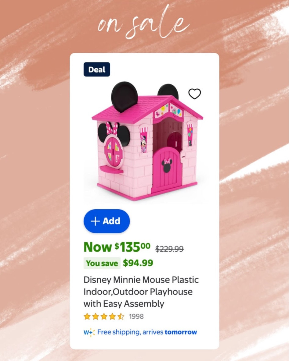 🚨On Sale Now , Disney Micky & Minnie plastic indoor/ outdoor playhouse, @Walmart 🤩🏠 

Linking the here 🔗✨