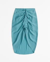 Ruched Flowy Midi Skirt | Abercrombie & Fitch (US)