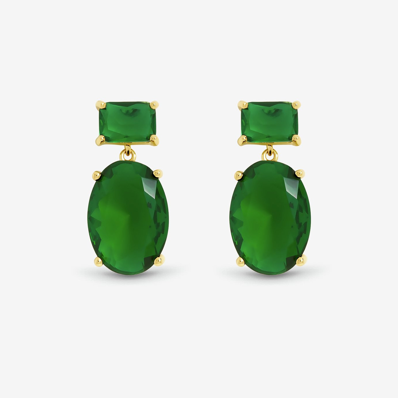 Jon Richard Gold Plated Crystal and Emerald Drop Earrings | argos.co.uk