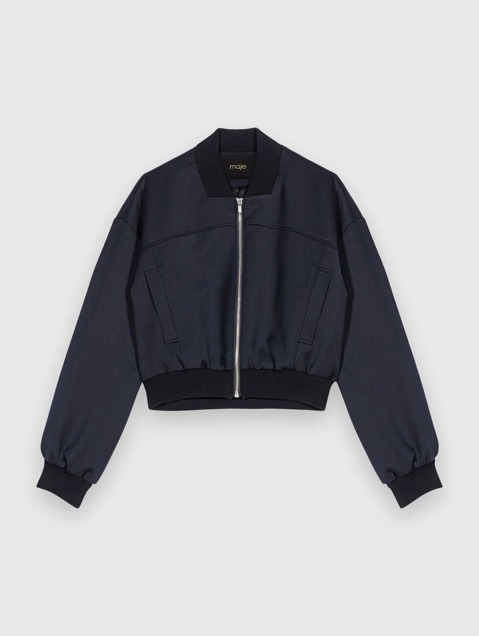 Zipped mixed wool bomber Blue for Women | Maje | Maje US