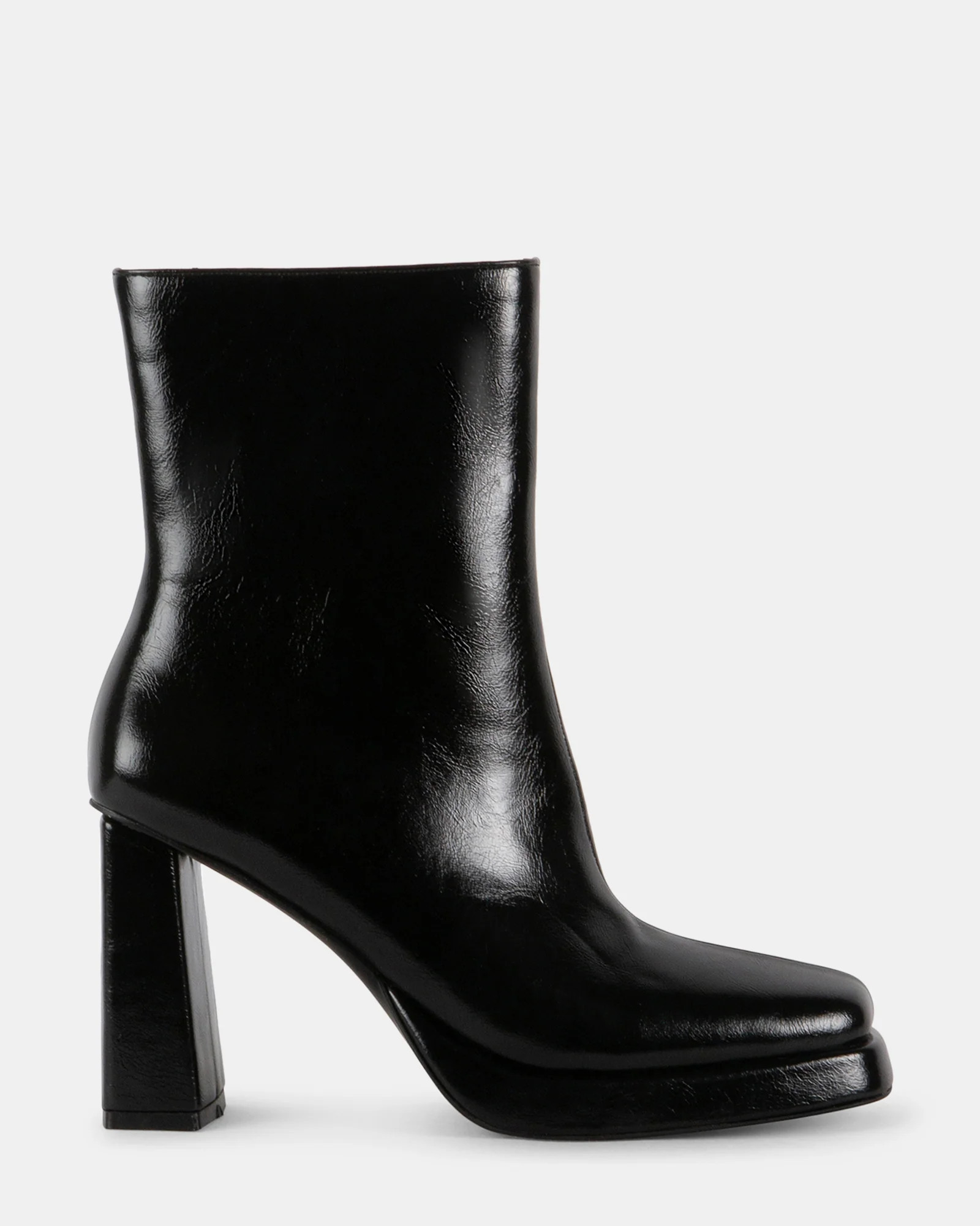 CLEVER Black Block Heel Ankle Boot | Women's Designer Booties | Steve Madden (Canada)