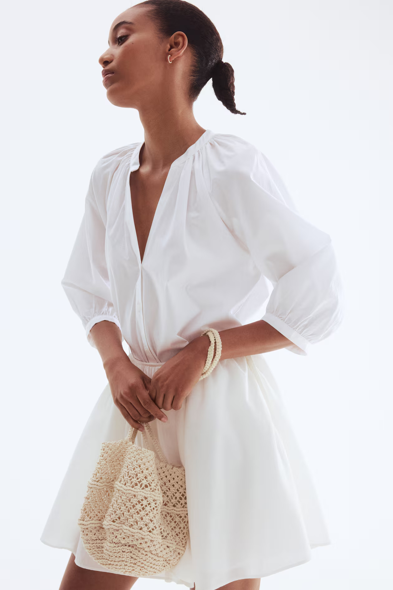 Balloon-sleeved poplin blouse | H&M (UK, MY, IN, SG, PH, TW, HK)