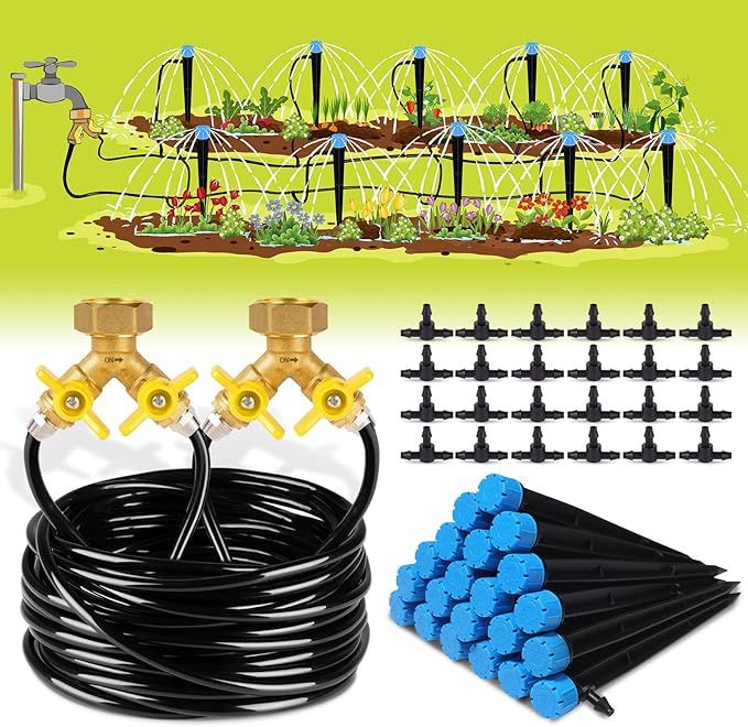 HIRALIY 98ft Drip Irrigation Kit for Garden Watering System for Plant, Drip System for The Veggie... | Amazon (US)