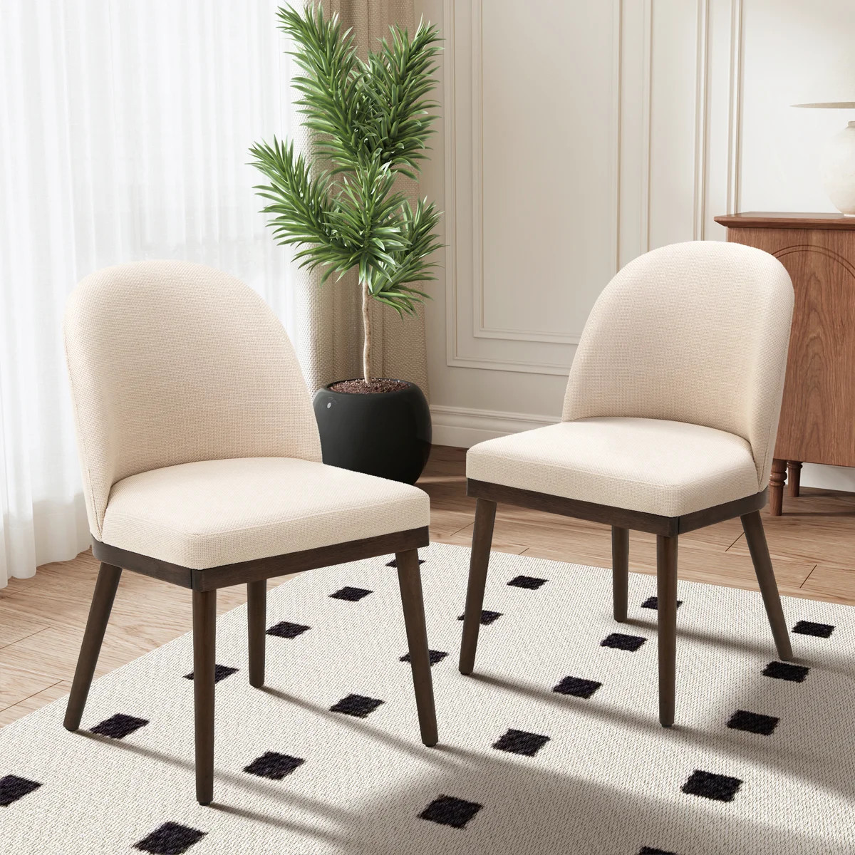 Enley Wide Upholstered Solid Wood Dining Chairs (Set of 2) | Wayfair North America