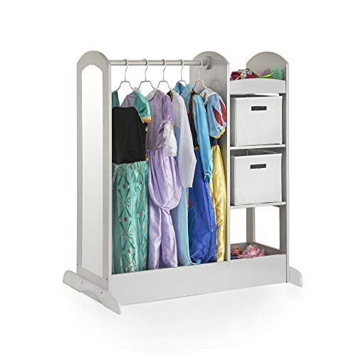 Guidecraft See and Store Dress-up Center – Gray: Kids Dramatic Play Storage Armoire with Mirror, Rac | Amazon (US)