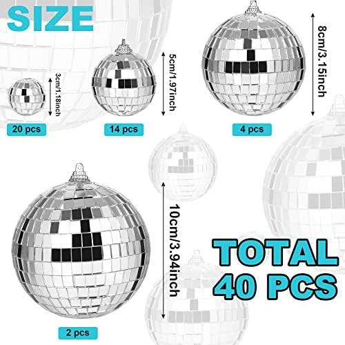 Amazon.com: MARFOREVER 40 PCS Mirror Disco Balls Reflective Mirror Ball Ornaments Silver Hanging ... | Amazon (US)