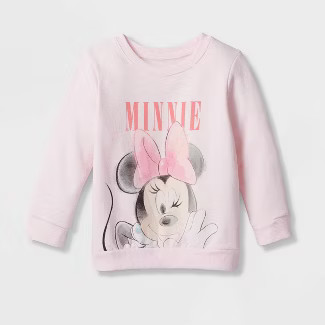 Toddler Girls' Minnie Mouse Graphic Pullover Sweatshirt - Pink | Target