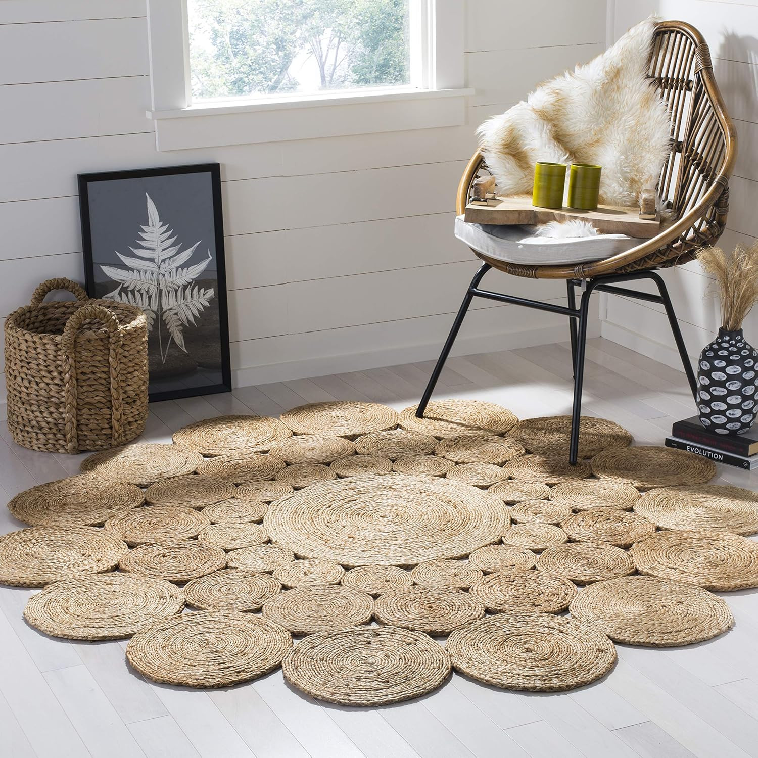 SAFAVIEH Natural Fiber Round Collection 4' x 4' Round Natural NF363A Handmade Boho Charm Farmhous... | Amazon (US)
