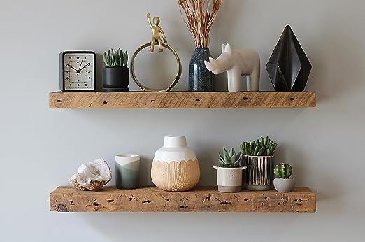 Urban Legacy Accent Floating Shelves | Reclaimed Wide Plank Barn Wood with Floating Brackets | Se... | Amazon (US)