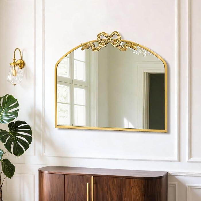 Vintage Arched Gold Mirror 28"x34" Antique Bathroom Vanity Wall Mirrors with Metal Frame, Baroque... | Amazon (US)