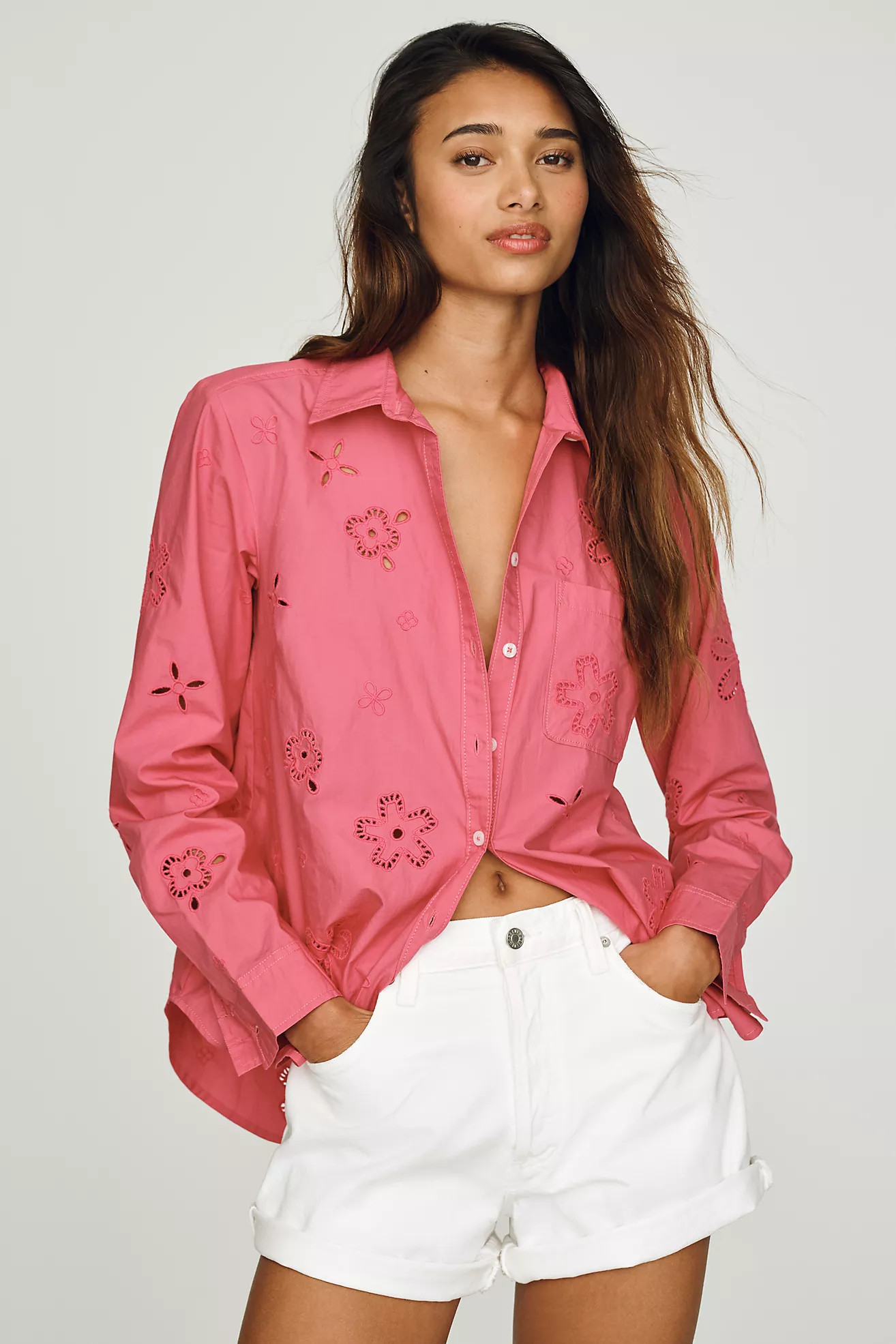 Kate Classic Eyelet Buttondown Shirt by Maeve | Anthropologie (US)