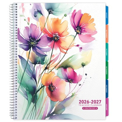 2026-2027 8.5" x 11" Academic Year Teacher Planner, Weekly/Monthly, 12 Month, Rainbow Floral | Target