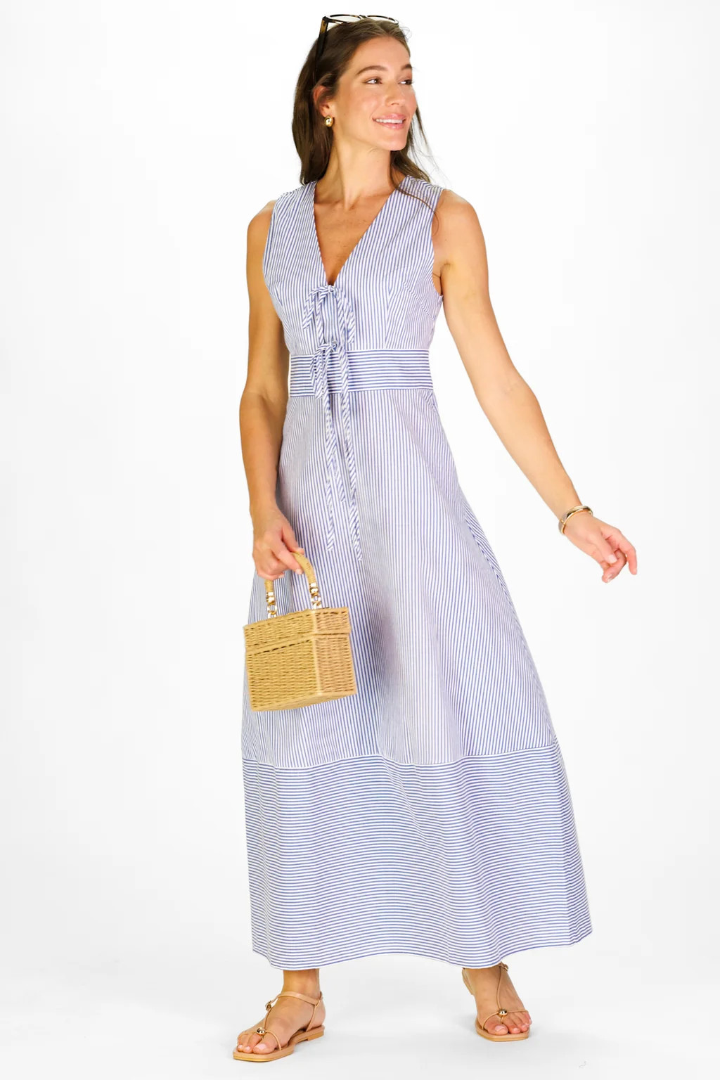 Allister Dress in Navy & White Stripe | Duffield Lane