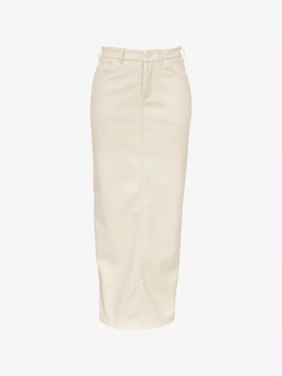 Rear-Slit Faux-Leather Midi Skirt | Selfridges